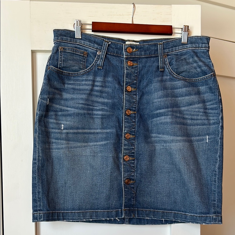 J. Crew button front denim skirt